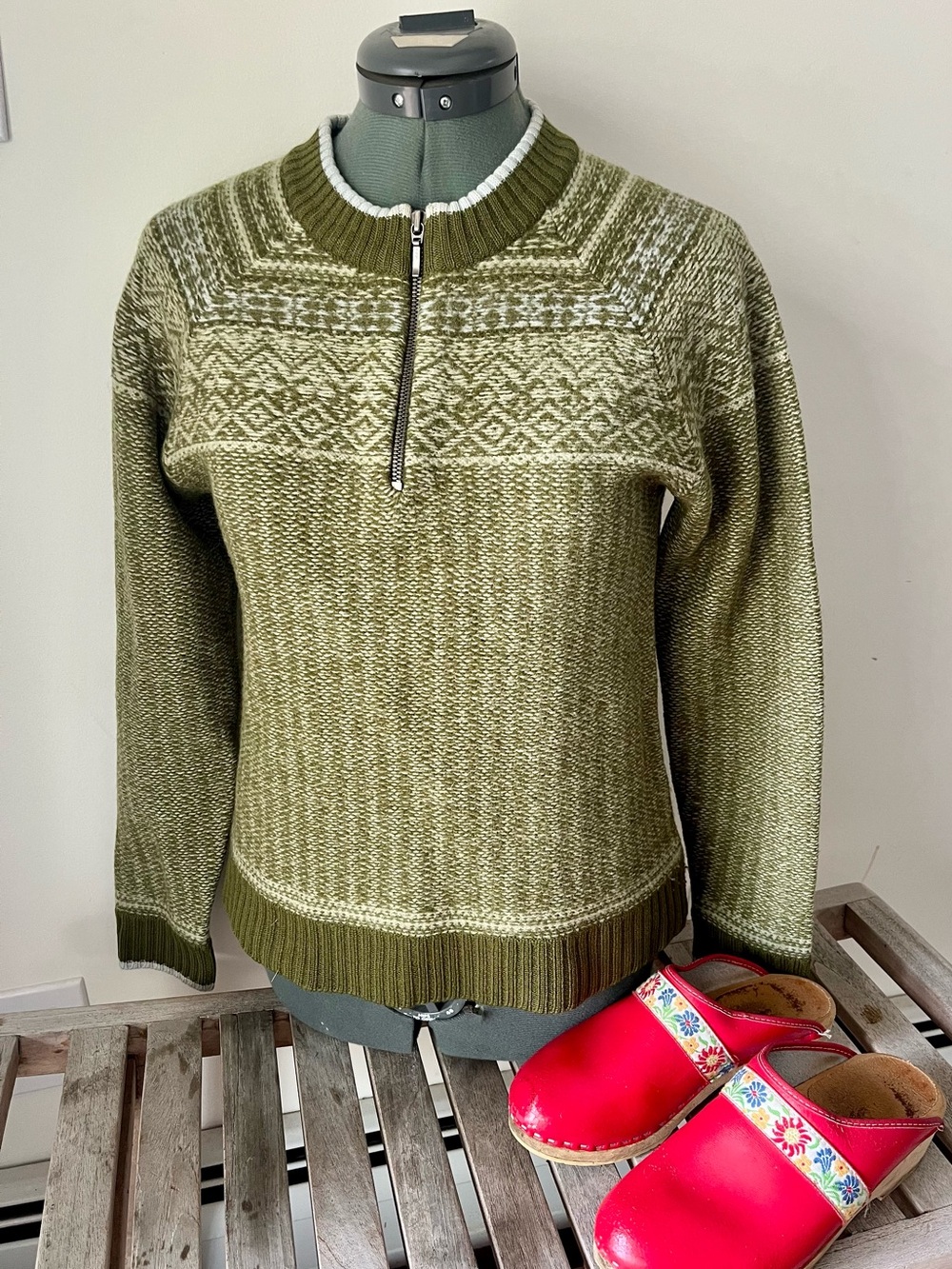 Patagonia Women’s 100% Wool Fair Isle Quarter Zip Sweater XS Nordic Pullover